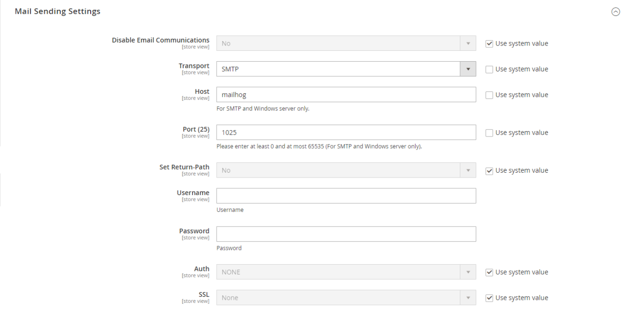 Configuration de Mailhog dans Magento